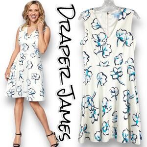 Draper James Summer Floral Love Print Circle Dress White Sleeveless Womens Sz 4